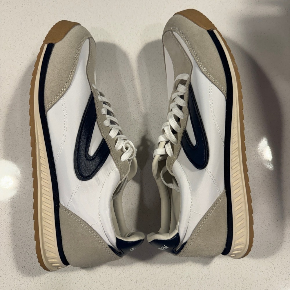Tretorn Kristine Vintage Style Sneakers Womens 10 White Navy Grey Suede Low Top - Picture 5 of 6